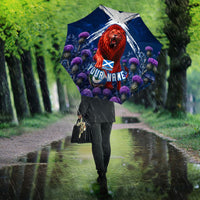 Personalized Scotland Red Lion Soccer Umbrella Scottish Saltire Flag Purple Thistle Cheering Fans