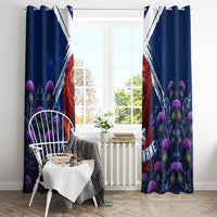 Personalized Scotland Red Lion Soccer Window Curtain Scottish Saltire Flag Purple Thistle Cheering Fans