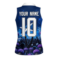Personalized Scotland Red Lion Soccer Women Sleeveless Polo Shirt Scottish Saltire Flag Purple Thistle Cheering Fans