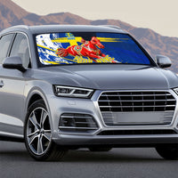 Personalized Sweden Dala Horse Soccer 2026 Auto Sun Shade Grunge Swedish Flag Brush Strokes