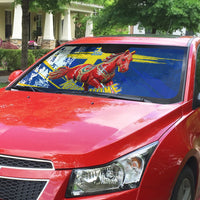 Personalized Sweden Dala Horse Soccer 2026 Auto Sun Shade Grunge Swedish Flag Brush Strokes