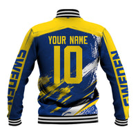 Personalized Sweden Dala Horse Soccer 2026 Baseball Jacket Grunge Swedish Flag Brush Strokes