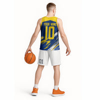Personalized Sweden Dala Horse Soccer 2026 Basketball Jersey Grunge Swedish Flag Brush Strokes