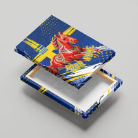 Personalized Sweden Dala Horse Soccer 2026 Canvas Wall Art Grunge Swedish Flag Brush Strokes