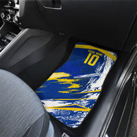 Personalized Sweden Dala Horse Soccer 2026 Car Mats Grunge Swedish Flag Brush Strokes