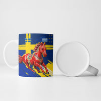 Personalized Sweden Dala Horse Soccer 2026 Ceramic Mug Grunge Swedish Flag Brush Strokes
