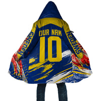 Personalized Sweden Dala Horse Soccer 2026 Cloak Grunge Swedish Flag Brush Strokes
