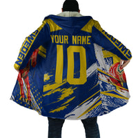 Personalized Sweden Dala Horse Soccer 2026 Cloak Grunge Swedish Flag Brush Strokes
