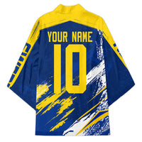 Personalized Sweden Dala Horse Soccer 2026 Kimono Grunge Swedish Flag Brush Strokes