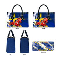 Personalized Sweden Dala Horse Soccer 2026 Leather Bag Grunge Swedish Flag Brush Strokes