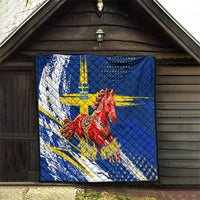 Personalized Sweden Dala Horse Soccer 2026 Quilt Grunge Swedish Flag Brush Strokes