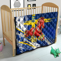 Personalized Sweden Dala Horse Soccer 2026 Quilt Grunge Swedish Flag Brush Strokes