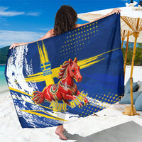 Personalized Sweden Dala Horse Soccer 2026 Sarong Grunge Swedish Flag Brush Strokes