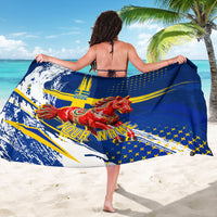Personalized Sweden Dala Horse Soccer 2026 Sarong Grunge Swedish Flag Brush Strokes