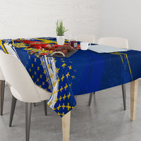 Personalized Sweden Dala Horse Soccer 2026 Tablecloth Grunge Swedish Flag Brush Strokes