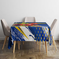 Personalized Sweden Dala Horse Soccer 2026 Tablecloth Grunge Swedish Flag Brush Strokes