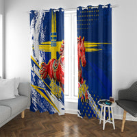 Personalized Sweden Dala Horse Soccer 2026 Window Curtain Grunge Swedish Flag Brush Strokes
