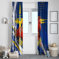 Personalized Sweden Dala Horse Soccer 2026 Window Curtain Grunge Swedish Flag Brush Strokes
