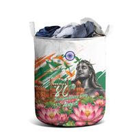 India 80th Independence Day Laundry Basket Ashoka Chakra Lotus Landmarks Shiva