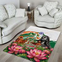 India 80th Independence Day Area Rug Ashoka Chakra Lotus Landmarks Shiva