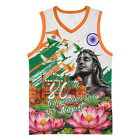 India 80th Independence Day Basketball Jersey Ashoka Chakra Lotus Landmarks Shiva