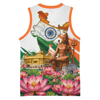 India 80th Independence Day Basketball Jersey Ashoka Chakra Lotus Landmarks Shiva