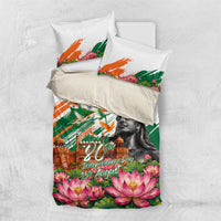 India 80th Independence Day Bedding Set Ashoka Chakra Lotus Landmarks Shiva