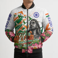 India 80th Independence Day Bomber Puffer Jacket Ashoka Chakra Lotus Landmarks Shiva