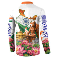 India 80th Independence Day Button Sweatshirt Ashoka Chakra Lotus Landmarks Shiva