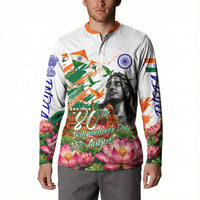 India 80th Independence Day Button Sweatshirt Ashoka Chakra Lotus Landmarks Shiva