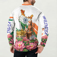 India 80th Independence Day Button Sweatshirt Ashoka Chakra Lotus Landmarks Shiva