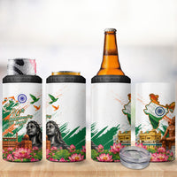 India 80th Independence Day 4 in 1 Can Cooler Tumbler Ashoka Chakra Lotus Landmarks Shiva