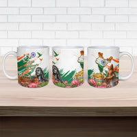 India 80th Independence Day Ceramic Mug Ashoka Chakra Lotus Landmarks Shiva
