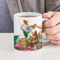 India 80th Independence Day Ceramic Mug Ashoka Chakra Lotus Landmarks Shiva