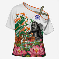 India 80th Independence Day Cross Shoulder Shirt Ashoka Chakra Lotus Landmarks Shiva