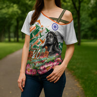 India 80th Independence Day Cross Shoulder Shirt Ashoka Chakra Lotus Landmarks Shiva