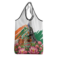 India 80th Independence Day Grocery Bag Ashoka Chakra Lotus Landmarks Shiva