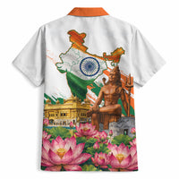 India 80th Independence Day Hawaiian Shirt Ashoka Chakra Lotus Landmarks Shiva