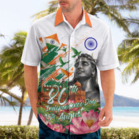 India 80th Independence Day Hawaiian Shirt Ashoka Chakra Lotus Landmarks Shiva