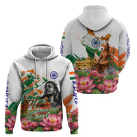 India 80th Independence Day Hoodie Ashoka Chakra Lotus Landmarks Shiva
