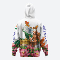 India 80th Independence Day Hoodie Ashoka Chakra Lotus Landmarks Shiva