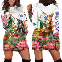 India 80th Independence Day Hoodie Dress Ashoka Chakra Lotus Landmarks Shiva