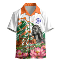India 80th Independence Day Kid Hawaiian Shirt Ashoka Chakra Lotus Landmarks Shiva