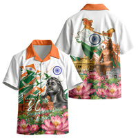India 80th Independence Day Kid Hawaiian Shirt Ashoka Chakra Lotus Landmarks Shiva