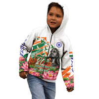 India 80th Independence Day Kid Hoodie Ashoka Chakra Lotus Landmarks Shiva