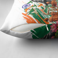 India 80th Independence Day Pillow Cover Ashoka Chakra Lotus Landmarks Shiva