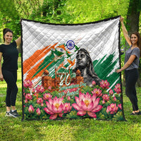 India 80th Independence Day Quilt Ashoka Chakra Lotus Landmarks Shiva