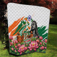 India 80th Independence Day Quilt Ashoka Chakra Lotus Landmarks Shiva
