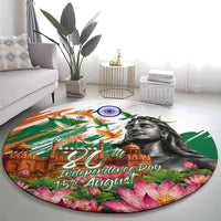 India 80th Independence Day Round Carpet Ashoka Chakra Lotus Landmarks Shiva