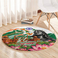 India 80th Independence Day Round Carpet Ashoka Chakra Lotus Landmarks Shiva